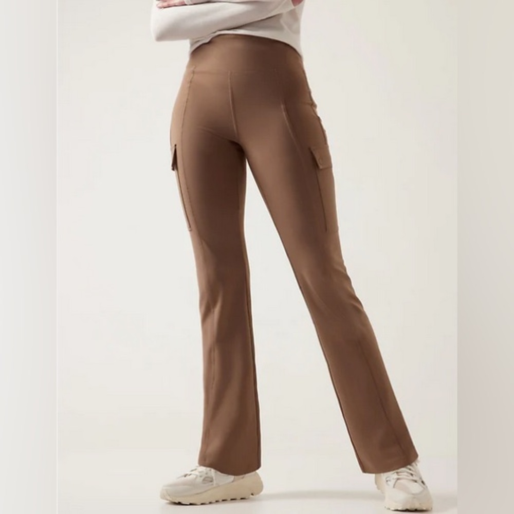 High-Rise Cargo Flare Pants in Brown